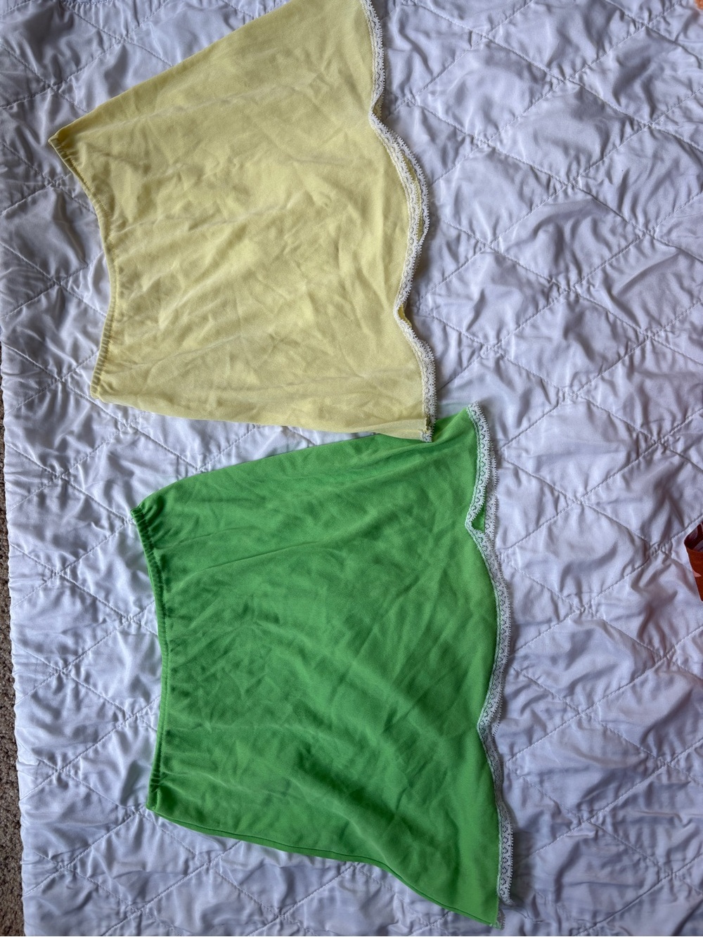 Pale yellow and Lime Green Vintage Sears Slips with White Trim - Picture 6 of 10